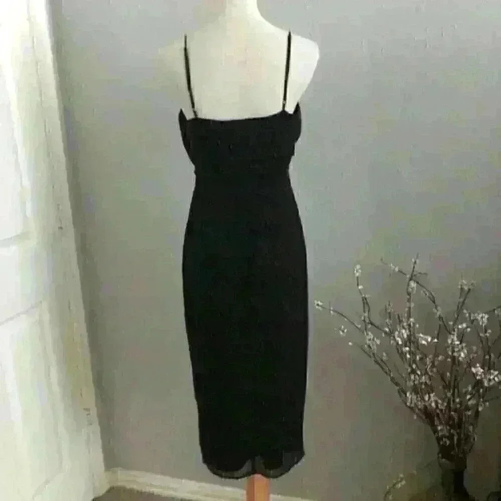 NBD Averie Polka Dot Midi Wrap Dress Black Sz Small NWT - Picture 4 of 10